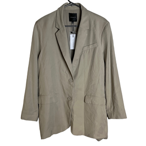 Dynamite Tan Beige Blazer Size L Women's Neutral Lightweight Oversized Business